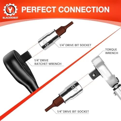 BLACKROBOT 2.5 mm Hex Bit Socket, 1/4 Inch Drive H2.5 Allen Key Socket, Metric, Full Polished, S2 Steel Head | Precision Insertion thumbnail 5