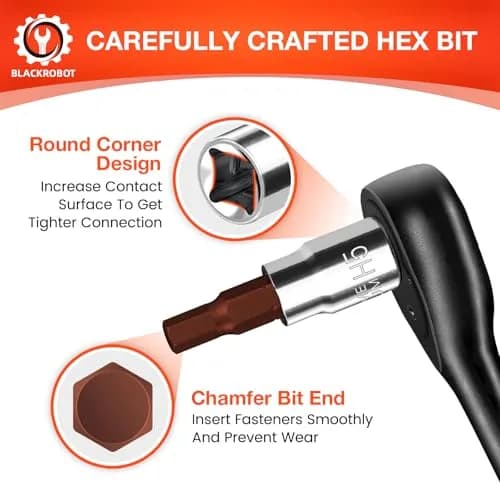 BLACKROBOT 5 mm Hex Bit Socket, 1/4 Inch Drive H5 Allen Key Socket, S2 Steel Head | Precision Fit for Motorcycles & Cars thumbnail 4