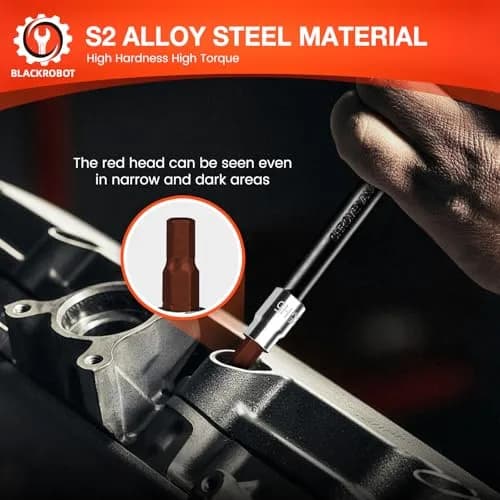 BLACKROBOT 5 mm Hex Bit Socket, 1/4 Inch Drive H5 Allen Key Socket, S2 Steel Head | Precision Fit for Motorcycles & Cars thumbnail 6