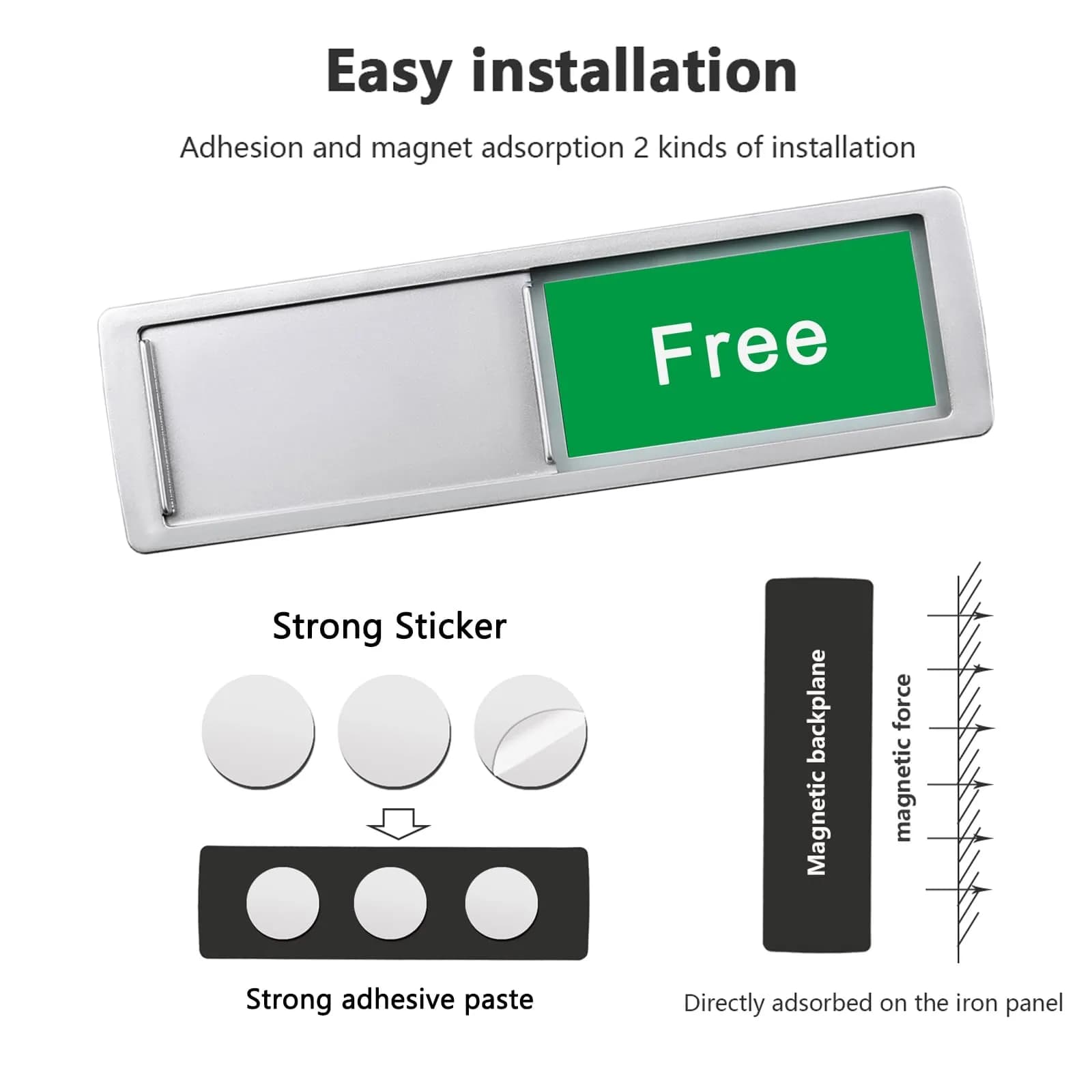 LoYinLo Free Engaged-Silver Slider Sign 18cm x 5cm | Clear Privacy Indicator for Offices and Homes - view 2
