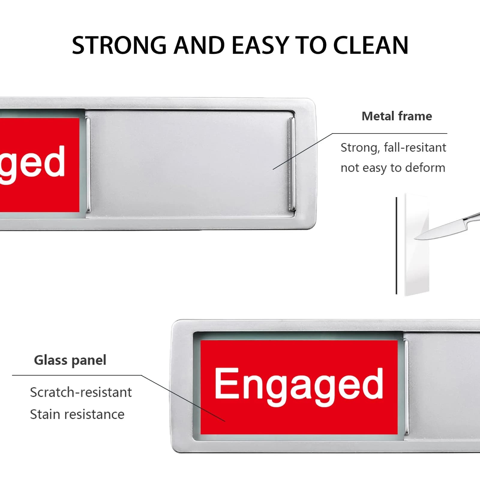 LoYinLo Free Engaged-Silver Slider Sign 18cm x 5cm | Clear Privacy Indicator for Offices and Homes - view 3