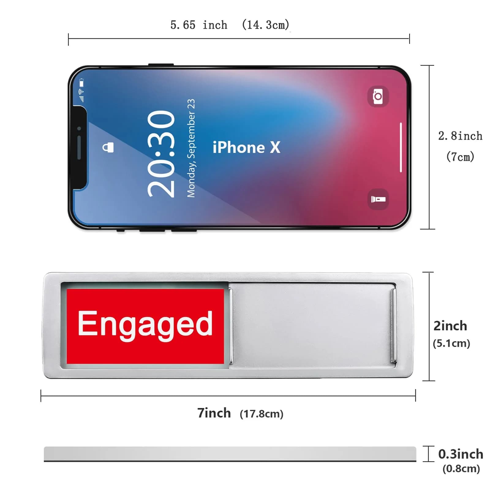 LoYinLo Free Engaged-Silver Slider Sign 18cm x 5cm | Clear Privacy Indicator for Offices and Homes - view 4