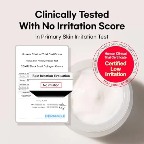 coxir Black Snail Collagen Cream 100ml (3.38 Fl Oz) | Korean Skin Care Moisturizer with Snail Mucin & Peptides thumbnail 4