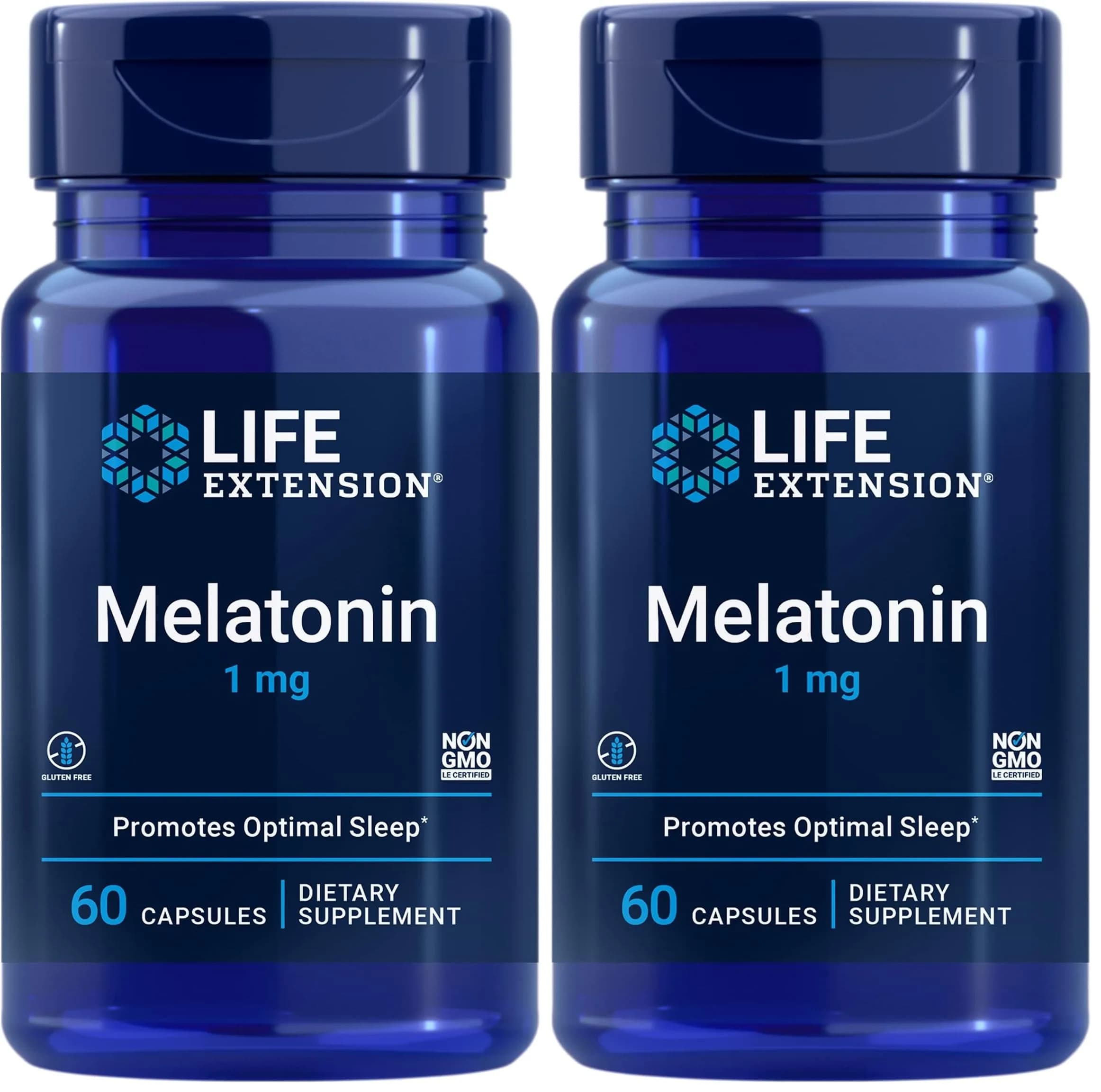 Life Extension Melatonin 1 mg Capsules | Restful Night Sleep Support - main product image
