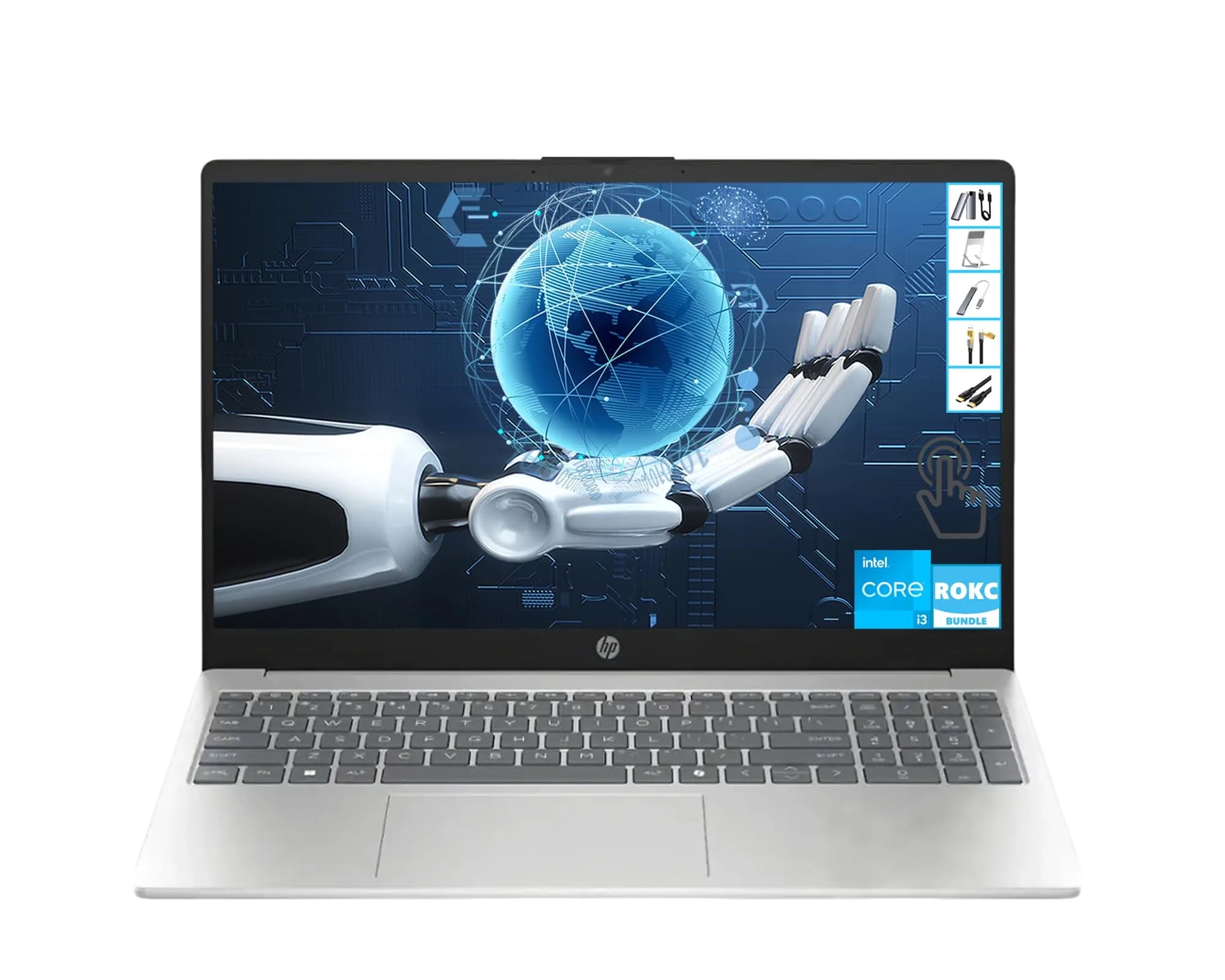 HP 15.6" Touchscreen Laptop for Students, Intel Core i3, 16GB RAM | 512GB SSD, Lightweight, Long Battery Life