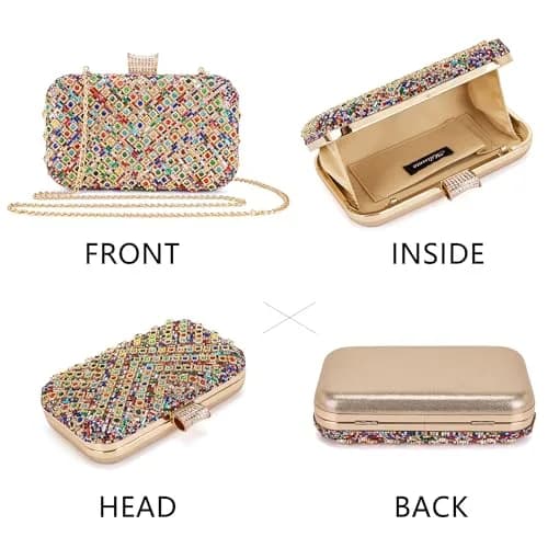 Milisente Clutch Purses for Women Crystal Gemstone Evening Bag Wedding Prom | Glamorous, Compact, Detachable Chain thumbnail 6