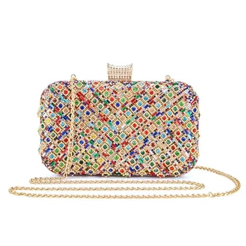 Milisente Clutch Purses for Women Crystal Gemstone Evening Bag Wedding Prom | Glamorous, Compact, Detachable Chain thumbnail 8
