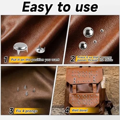 SBYURE 300 Pieces Round Dome Studs 5 Sizes Silver | Versatile Leathercraft Accessories for DIY & Clothing thumbnail 5