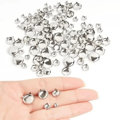 SBYURE 300 Pieces Round Dome Studs 5 Sizes Silver | Versatile Leathercraft Accessories for DIY & Clothing thumbnail 3