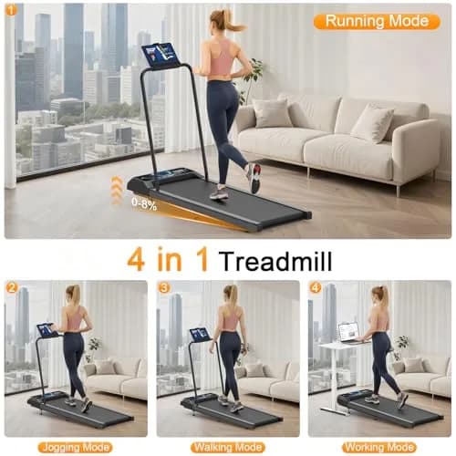 HOELLL Treadmill for Home Small with 0%-8% Incline & APP Sync | Compact Under Desk Walking Treadmill with Handle Bar, Remote & LED Display, 2.5HP thumbnail 4
