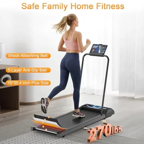 HOELLL Treadmill for Home Small with 0%-8% Incline & APP Sync | Compact Under Desk Walking Treadmill with Handle Bar, Remote & LED Display, 2.5HP thumbnail 6
