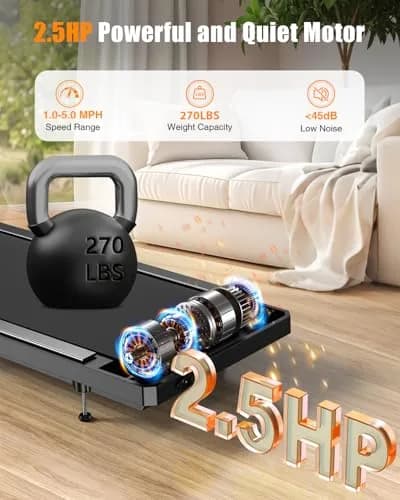 HCOIW Walking Treadmill Pad with Incline 8% | Portable Under Desk Treadmill, 2.5HP, Quiet, 2-in-1, Remote & LED Screen, 270LBS thumbnail 4