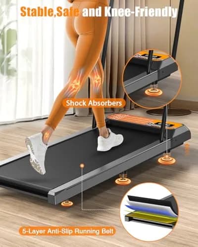 HCOIW Walking Treadmill Pad with Incline 8% | Portable Under Desk Treadmill, 2.5HP, Quiet, 2-in-1, Remote & LED Screen, 270LBS thumbnail 5