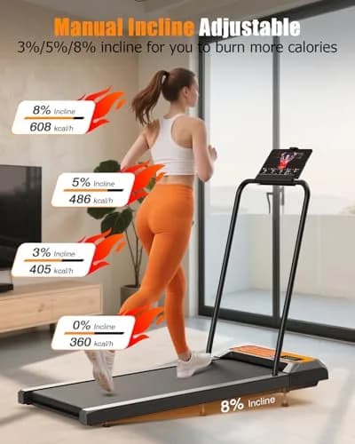 HCOIW Walking Treadmill Pad with Incline 8% | Portable Under Desk Treadmill, 2.5HP, Quiet, 2-in-1, Remote & LED Screen, 270LBS thumbnail 2