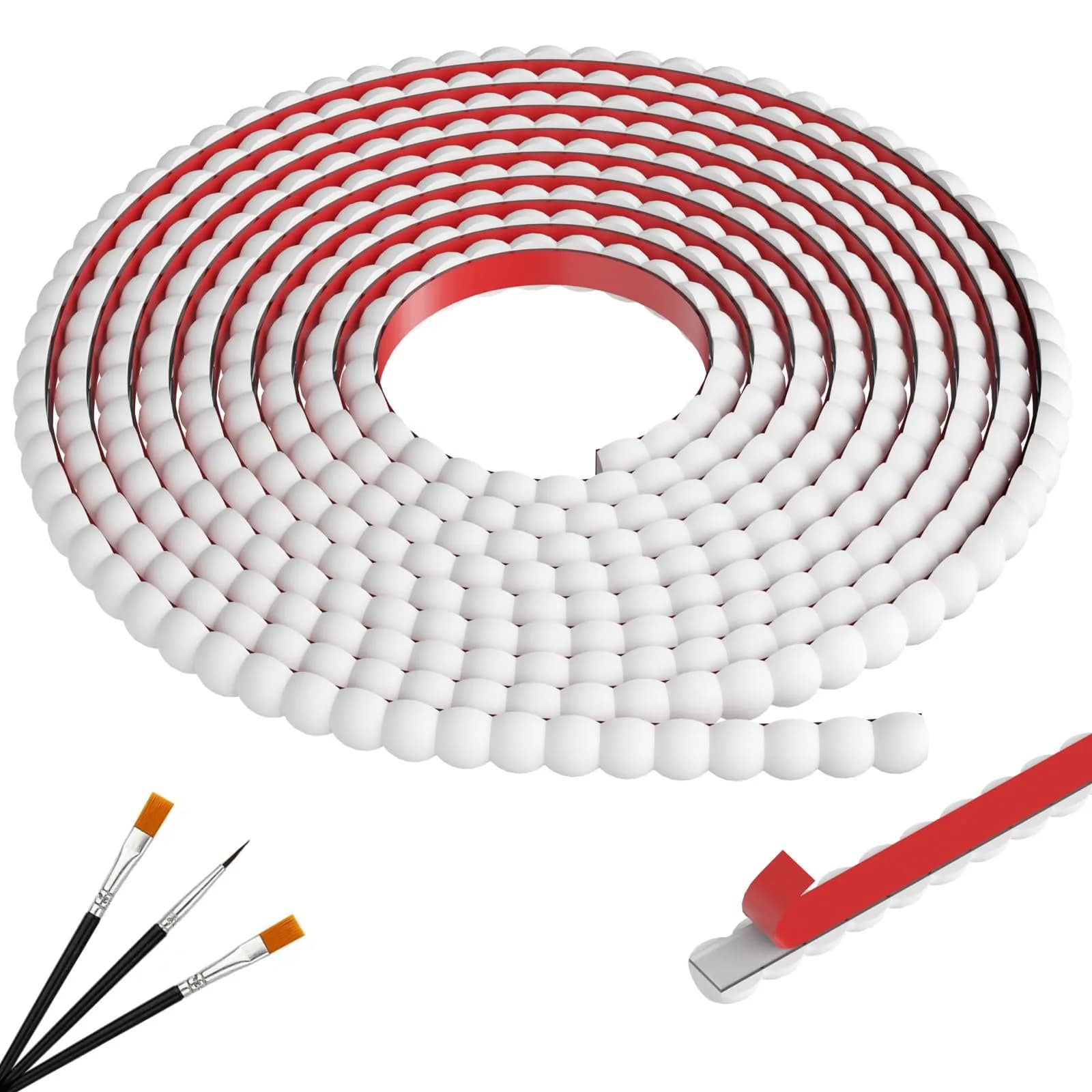 JSIWOTH White Pearl Decorative Trim 3.05m (10ft) | Flexible Peel and Stick Wall Molding for DIY Home Décor