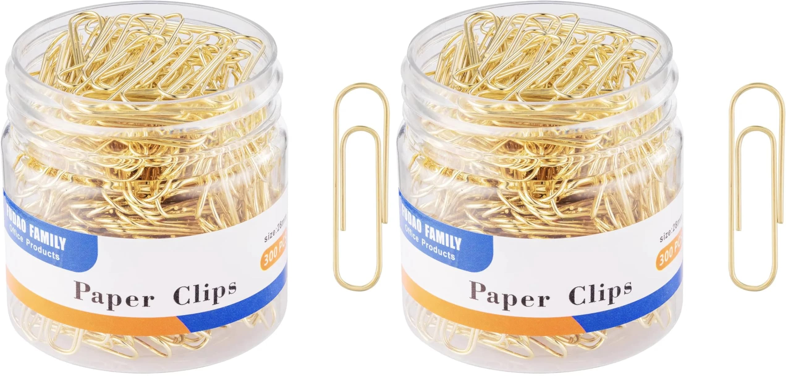 FUDAO FAMILY Gold Paper Clips 300-Count 1.1 Inch (28mm) Small | Reusable Storage & Office Use — Gold