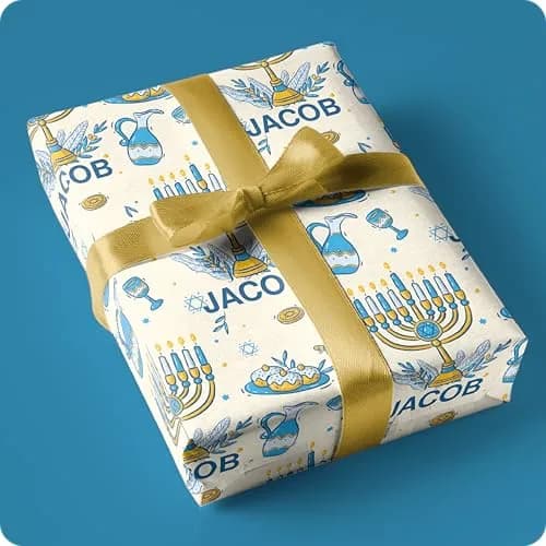 Wrap Crafters Personalized Hanukkah Star of David Gift Wrap | 24"x144" Ivory Festive Paper thumbnail 8