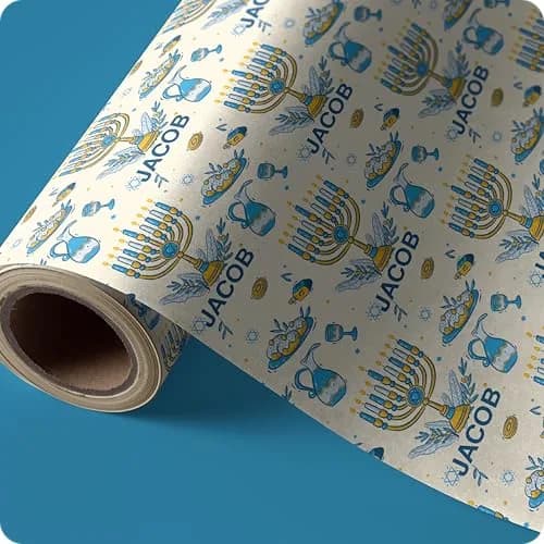 Wrap Crafters Personalized Hanukkah Star of David Gift Wrap | 24"x72" Ivory | Festive Jewish Art thumbnail 9