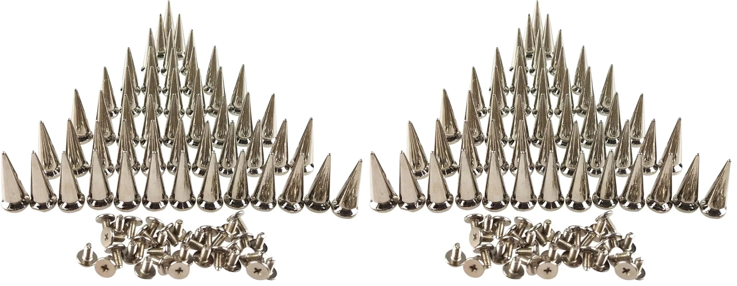 PARAOR Silver 50pcs Cone Spikes Screw Back Studs 10mm X 25mm | DIY Craft Punk Rivets — Silver