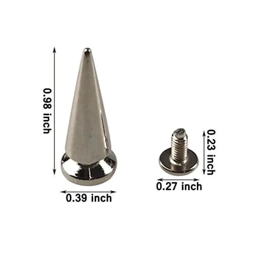 PARAOR Silver 50pcs Cone Spikes Screw Back Studs 10mm X 25mm | DIY Craft Punk Rivets thumbnail 3