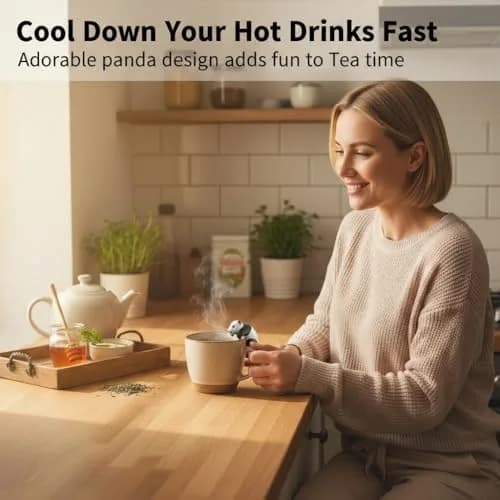 DIMIND Panda Mini Food Cooling Fan USB Rechargeable Portable 6cm (2.36in) Clip-On | Fast Coffee Cooler for Desk & Kitchen thumbnail 4