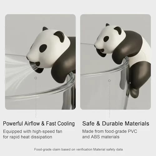 DIMIND Panda Mini Food Cooling Fan USB Rechargeable Portable 6cm (2.36in) Clip-On | Fast Coffee Cooler for Desk & Kitchen thumbnail 6