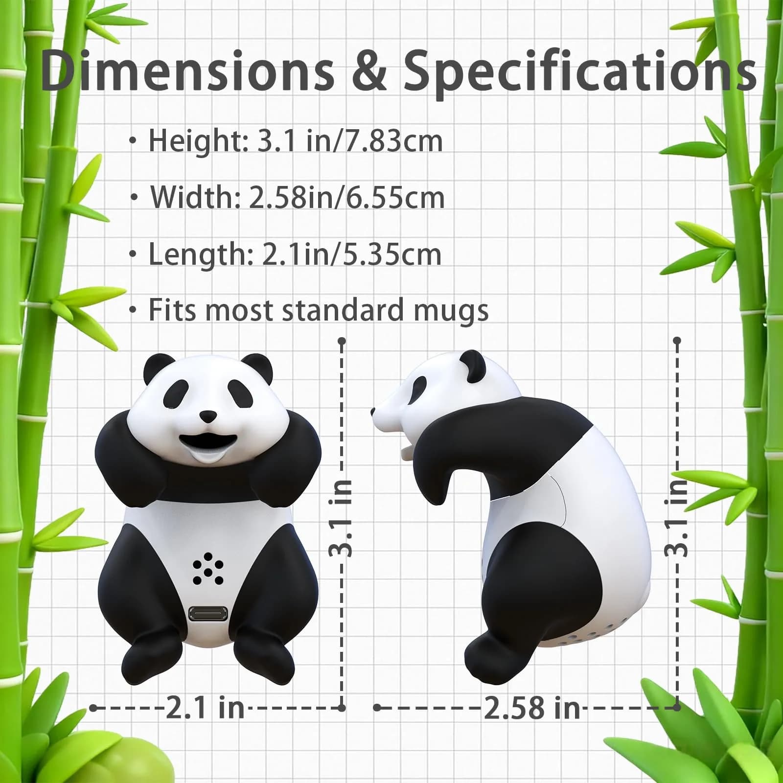 DIMIND Panda Mini Food Cooling Fan USB Rechargeable Portable 6cm (2.36in) Clip-On | Fast Coffee Cooler for Desk & Kitchen - view 7