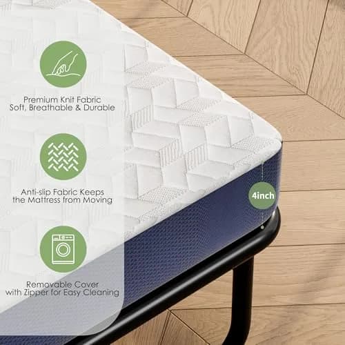 Wellynap 4 Inch Gel Memory Foam Sofa Mattress Queen Size 72 x 58 Inches | Removable Cover for Guest & RV Use thumbnail 7