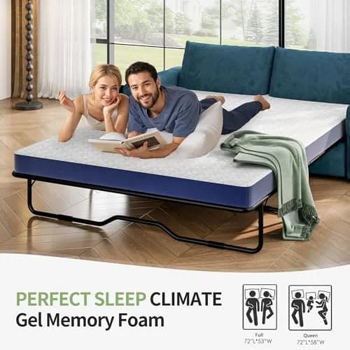 Wellynap 4 Inch Gel Memory Foam Sofa Mattress Queen Size 72 x 58 Inches | Removable Cover for Guest & RV Use thumbnail 8