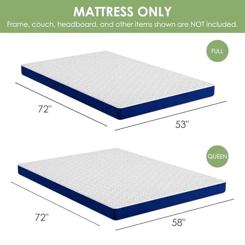 Wellynap 4 Inch Gel Memory Foam Sofa Mattress Queen Size 72 x 58 Inches | Removable Cover for Guest & RV Use thumbnail 2