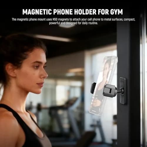 NEEWER Magnetic Phone Holder Mount Stand with 360° Rotation & Desktop Stand, Black | Secure Gym & Home Use thumbnail 2