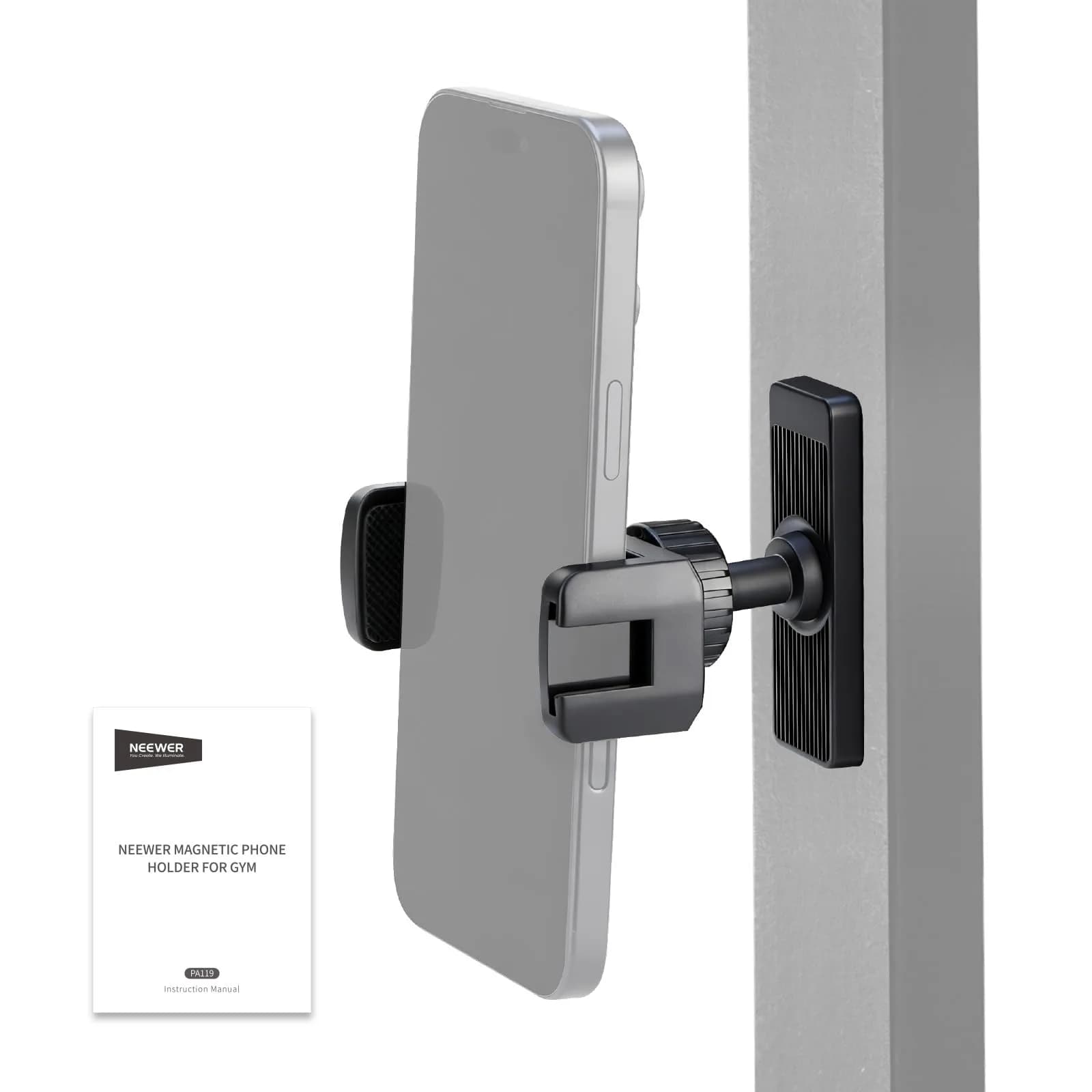 NEEWER Magnetic Phone Holder Mount Stand with 360° Rotation & Desktop Stand, Black | Secure Gym & Home Use - main product image