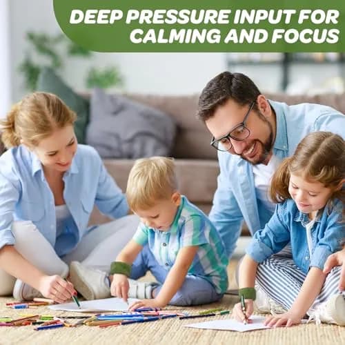 JXM Sensory Weighted Bracelets for Kids (2-Pack, Olive Green) | Deep Pressure Input for Focus & Calming thumbnail 4