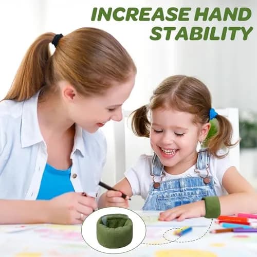 JXM Sensory Weighted Bracelets for Kids (2-Pack, Olive Green) | Deep Pressure Input for Focus & Calming thumbnail 5