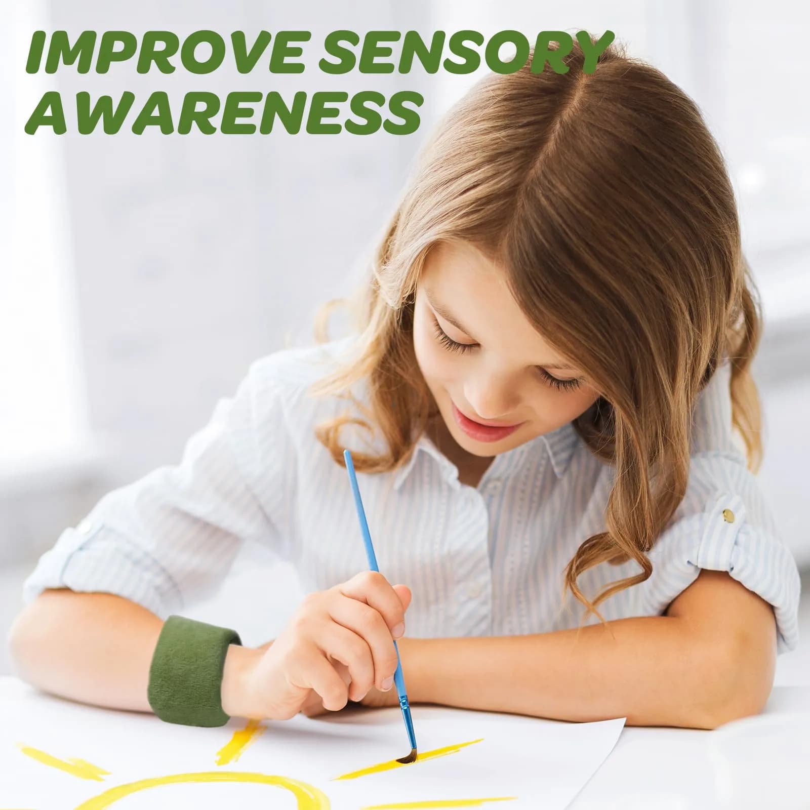 JXM Sensory Weighted Bracelets for Kids (2-Pack, Olive Green) | Deep Pressure Input for Focus & Calming - view 6