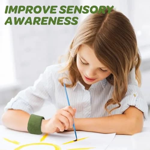JXM Sensory Weighted Bracelets for Kids (2-Pack, Olive Green) | Deep Pressure Input for Focus & Calming thumbnail 6