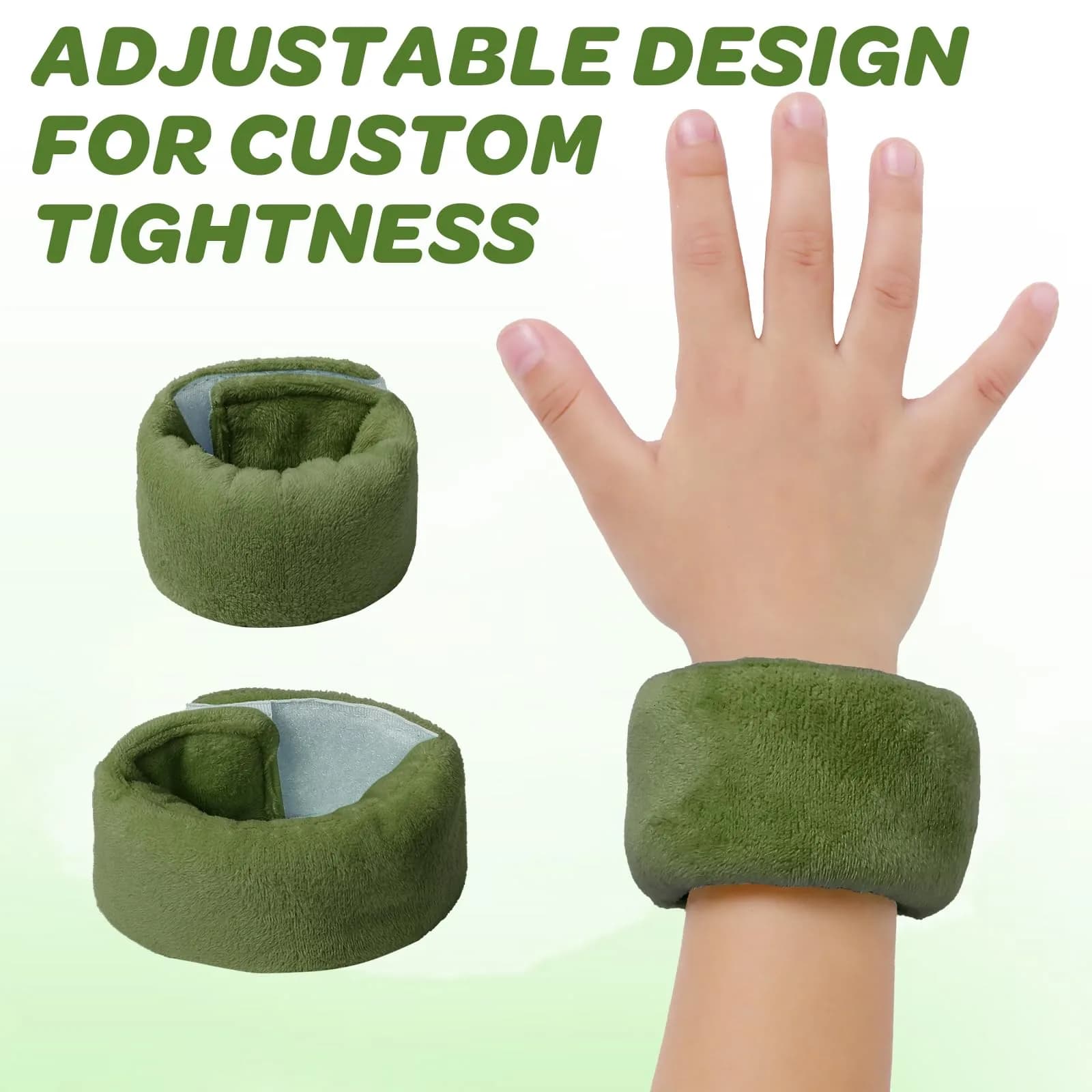 JXM Sensory Weighted Bracelets for Kids (2-Pack, Olive Green) | Deep Pressure Input for Focus & Calming - view 3