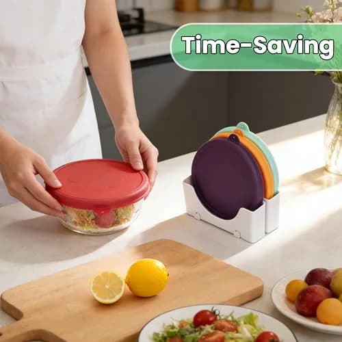Kiicii 4 Cup Silicone Lid & Organizer | Airtight, Leak-Proof & Dishwasher Safe thumbnail 8