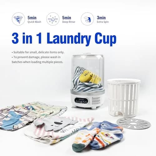 SUNHAIXIA Portable Mini Washing Machine 3L (0.8 Gallons) | Imitation Hand Wash & UV Cleaning for Baby Clothes & Underwear thumbnail 3
