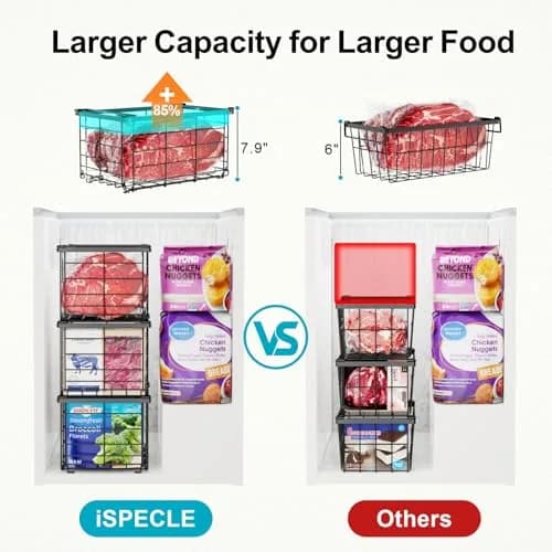 iSPECLE Chest Freezer Organizer Baskets - 3 Pack Black | Fits 5-7 Cu.Ft Freezers thumbnail 6