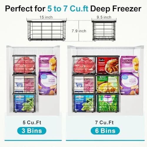 iSPECLE Chest Freezer Organizer Baskets - 3 Pack Black | Fits 5-7 Cu.Ft Freezers thumbnail 3