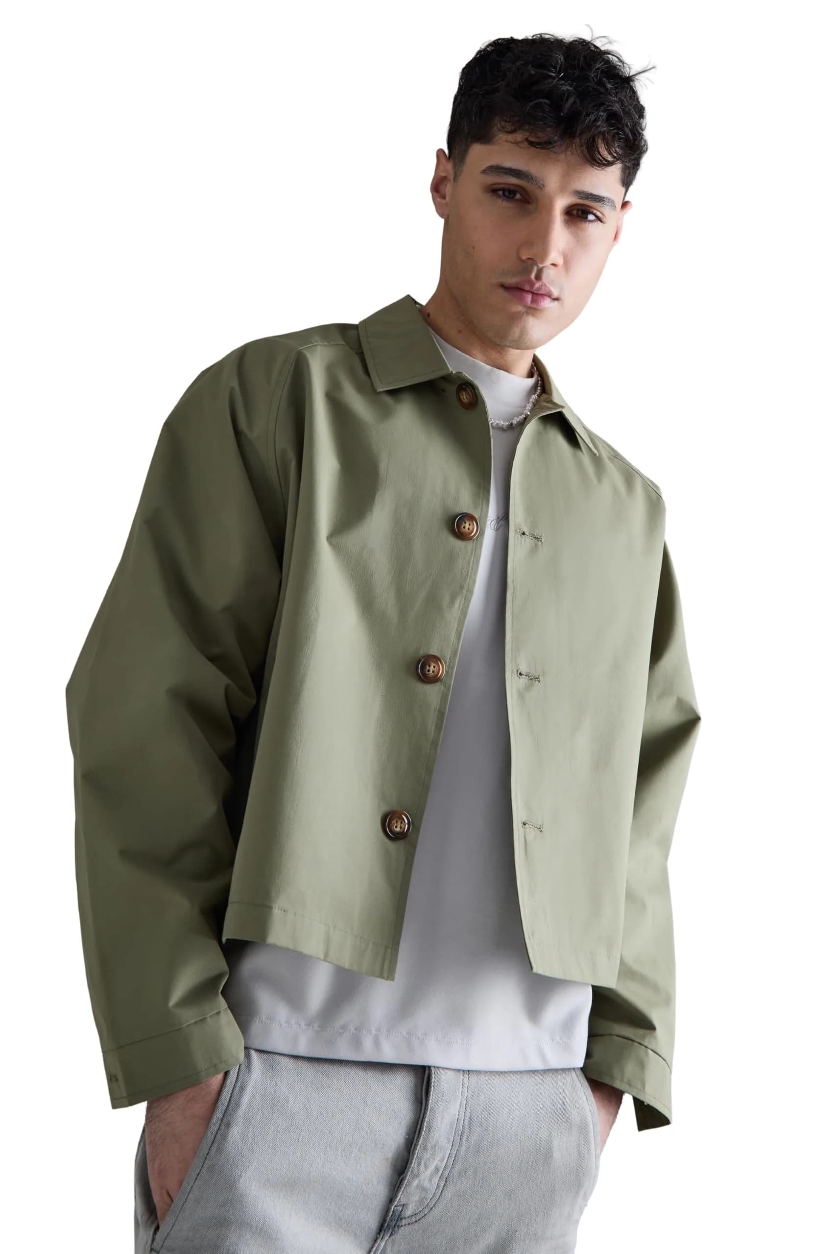 boohooMAN Boxy Oversized Trench Coat | Casual Streetwear Style, Khaki, Small