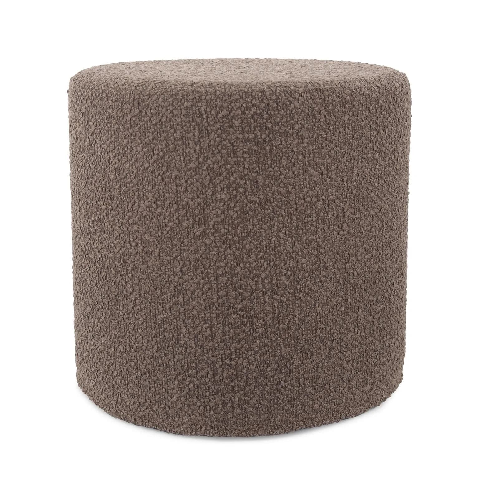 Howard Elliott Collection No-Tip Cylinder Round Ottoman – 17" x 17" – Multi-Use Footstool, Side Table or Seat, Polyester Cover, Chocolate Brown