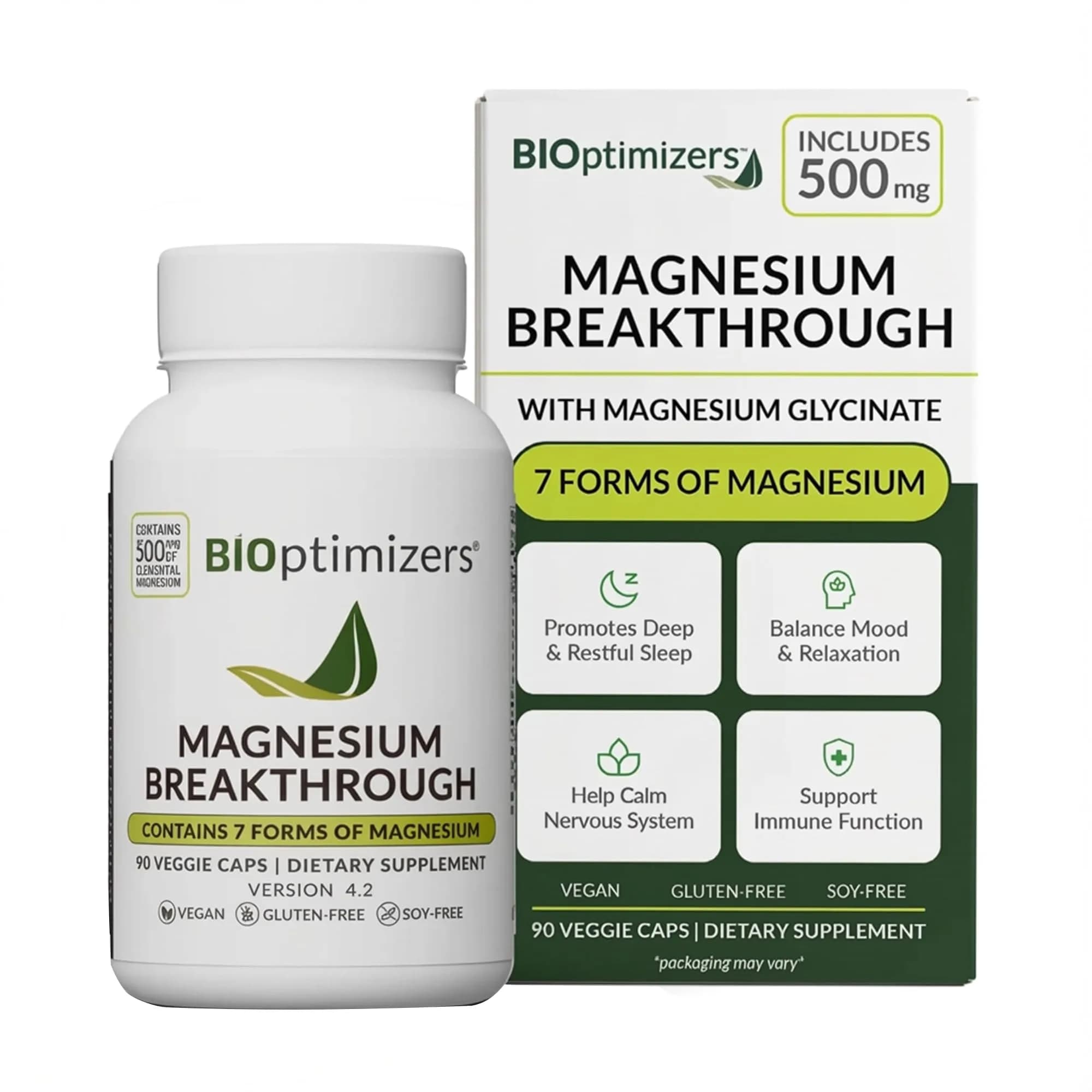 BIOptimizers Magnesium Breakthrough Supplement 7 Forms 90 Capsules | Natural Sleep & Cognitive Support - main product image