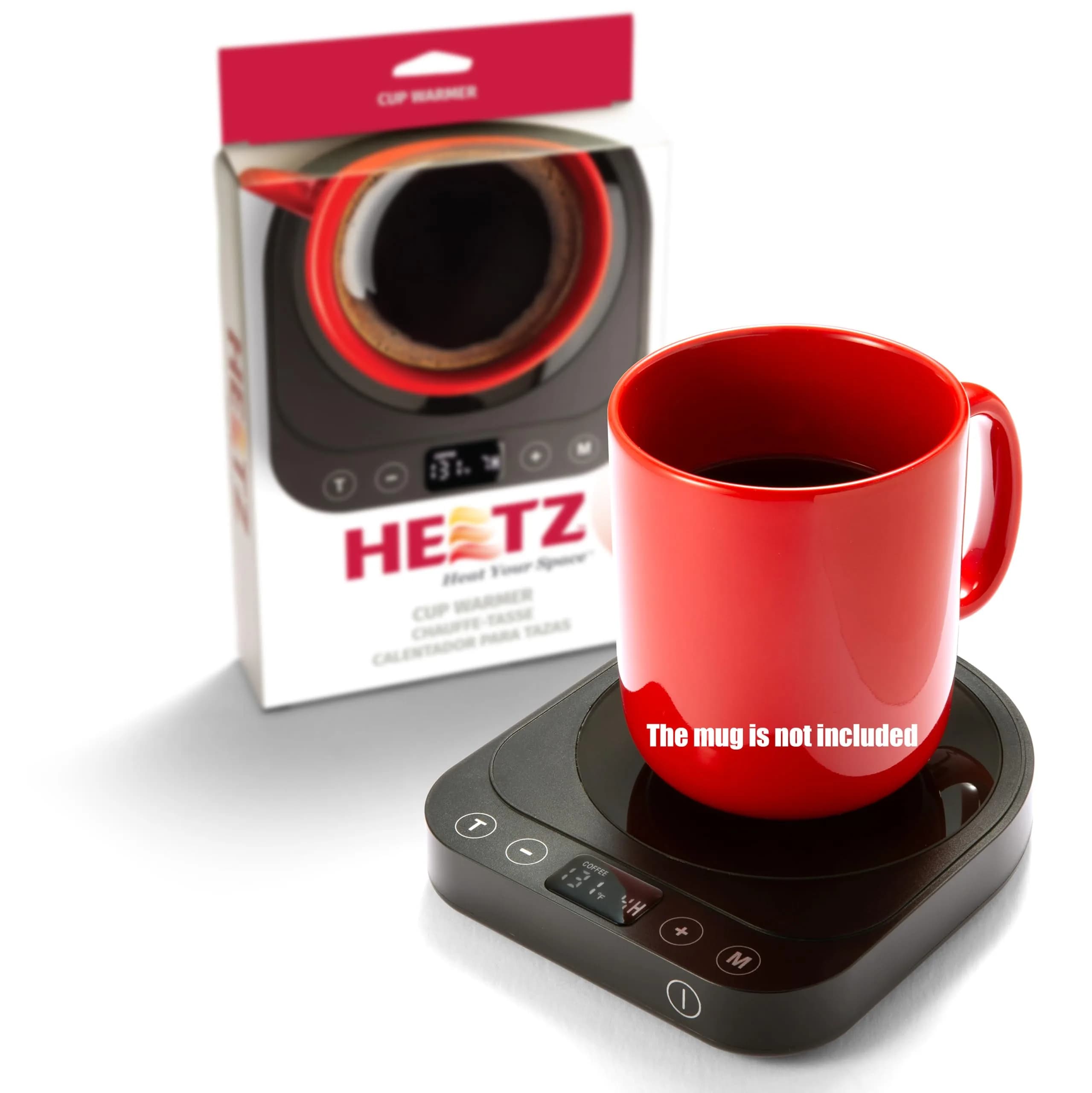 Heetz HTZ300 Cup Warmer | 4 Temp Settings, 5 Inch Surface, Auto Shutoff, Black — Black