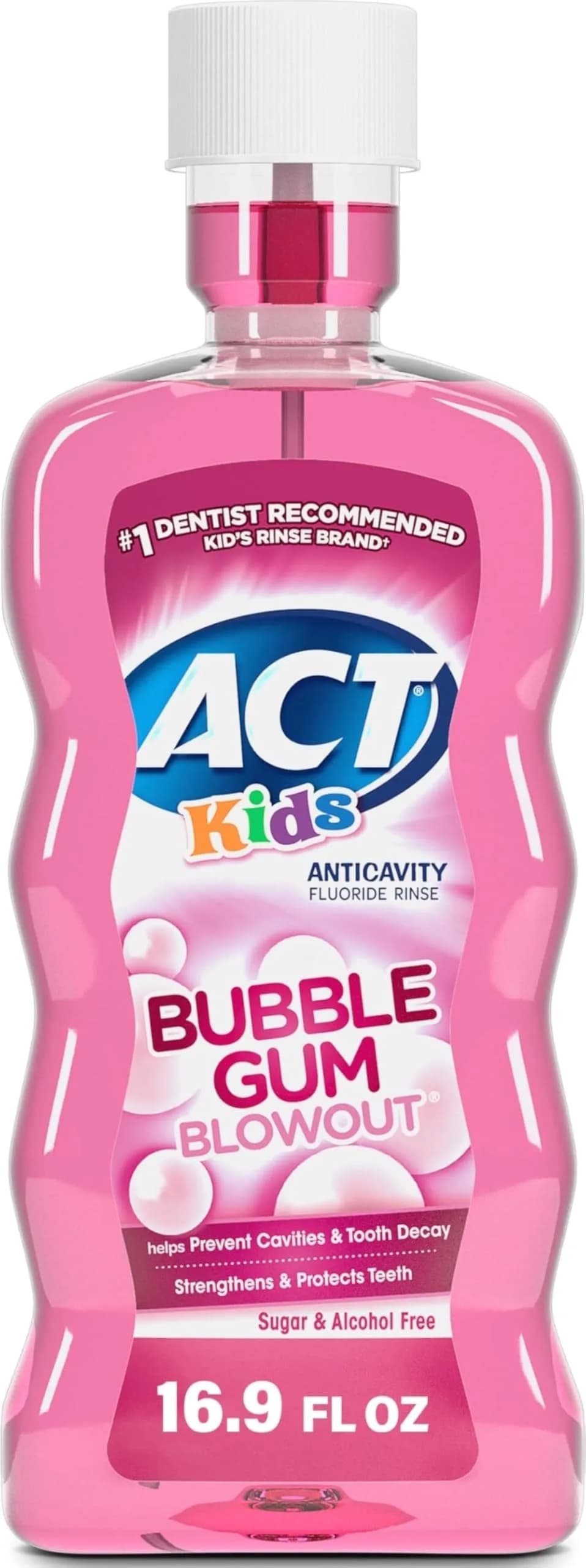 ACT Kids Anti-Cavity Fluoride Rinse, Bubble Gum Blowout, 0.99 Fl Oz (Pack of 102) - main product image