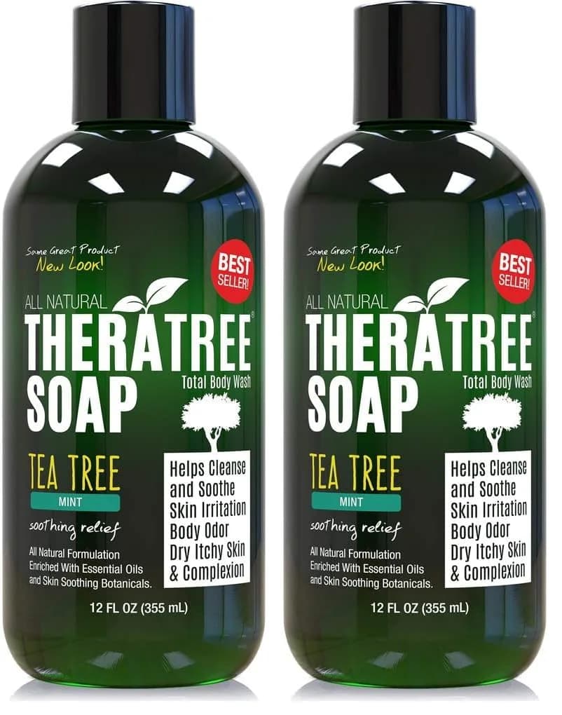 Oleavine TheraTree Tea Tree Oil Body Wash & Foot Wash - Mint - Natural Cleansing Gel for Daily Skin & Body Care - Soothing & Refreshing Formula for Men & Women, 12 Fl Oz (2 Pack) — 12 Fl Oz