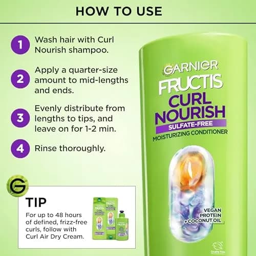 Garnier Fructis Curl Nourish Conditioner 21 Fl Oz | Hydrates & Defines Curly Hair thumbnail 5