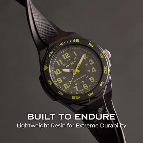 Miykon Men's Black Sports Dive Watch | 100M Water Resistance, Rotating Bezel, Shockproof Resin Case thumbnail 5