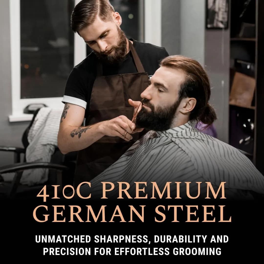 Ontaki 5" Rose Gold German Steel Beard & Mustache Scissors | Precision Styling for Men - view 2